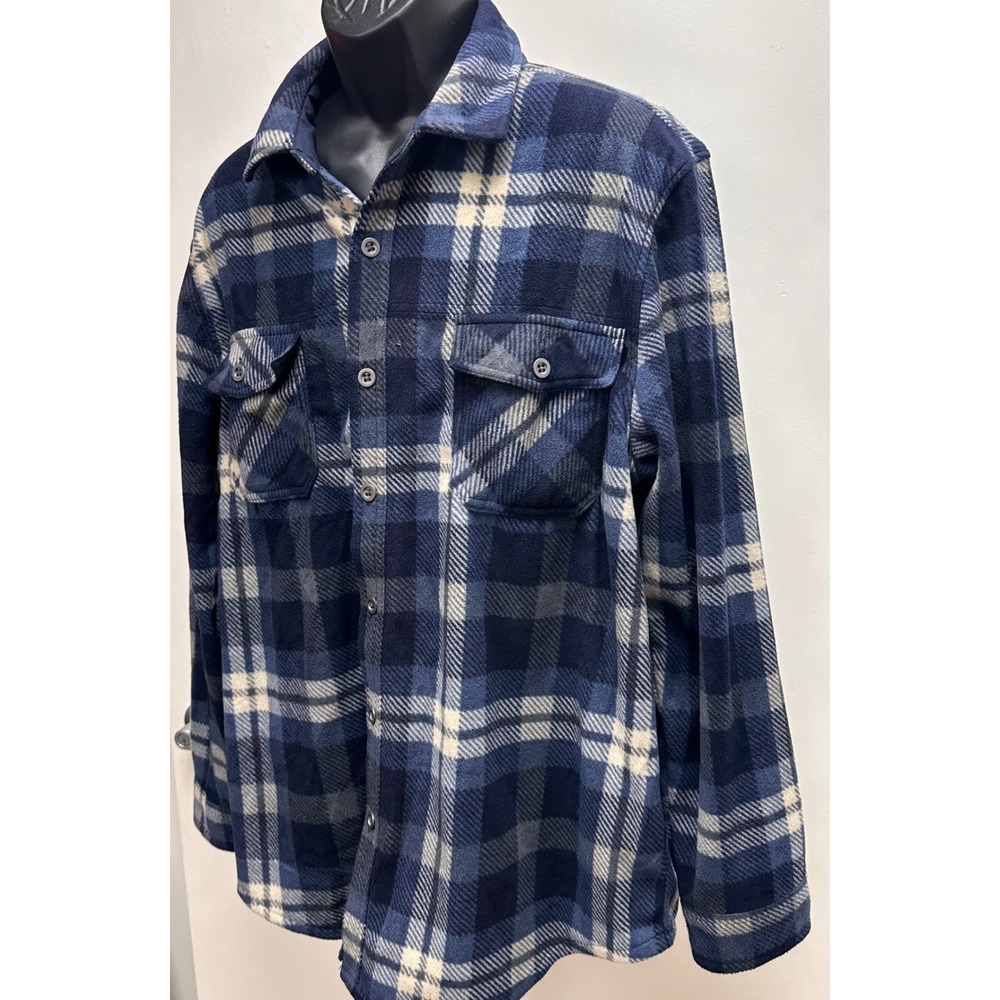 Freedom Foundry Plaid Flannel Shirt Jacket Mens XL Blue Beige White Workwear - Picture 2 of 9